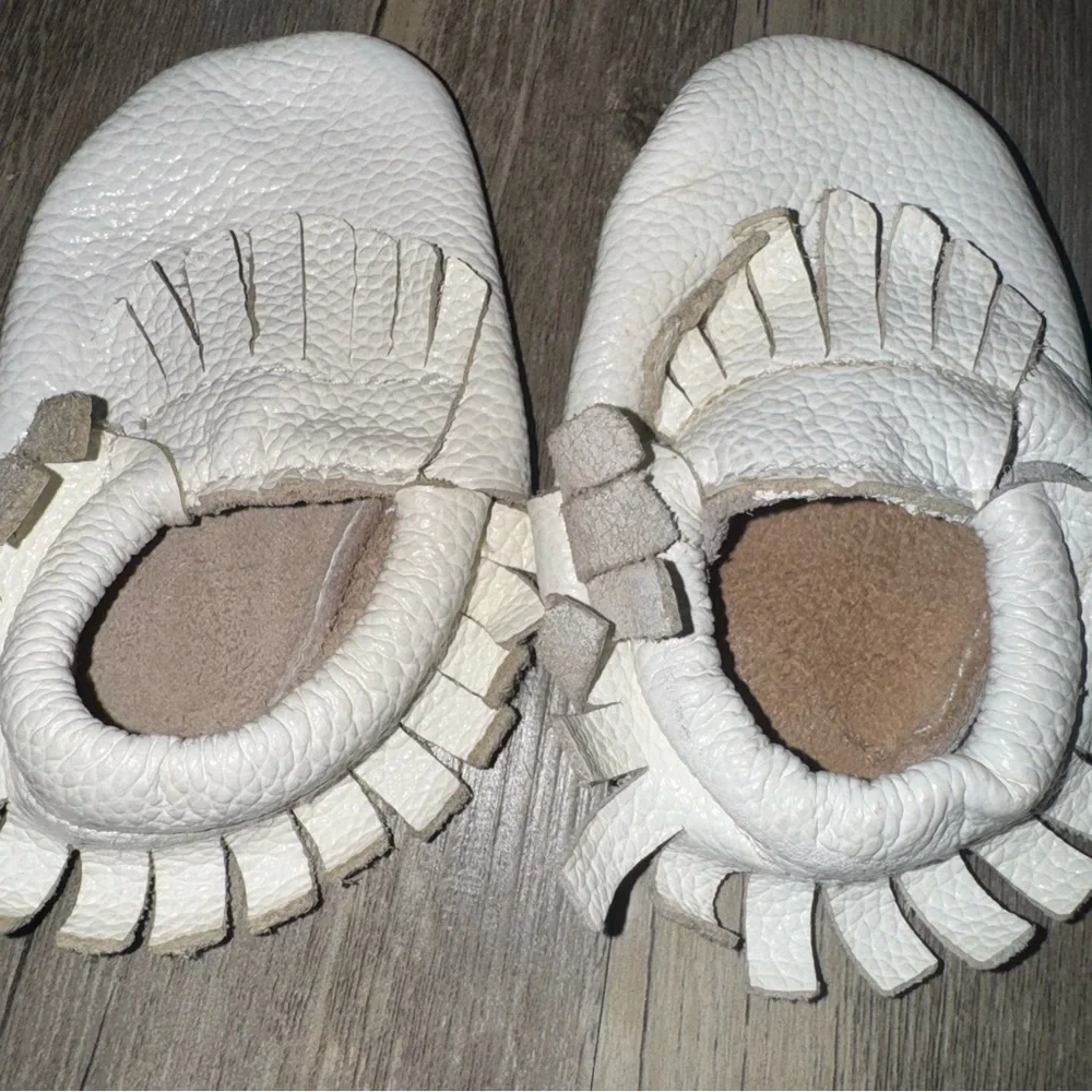 Chic Cream and Teal Kids Moccasins